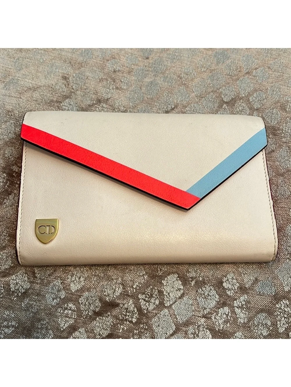 Unique Dior Crossbody Wallet w coin pouch and gold chain